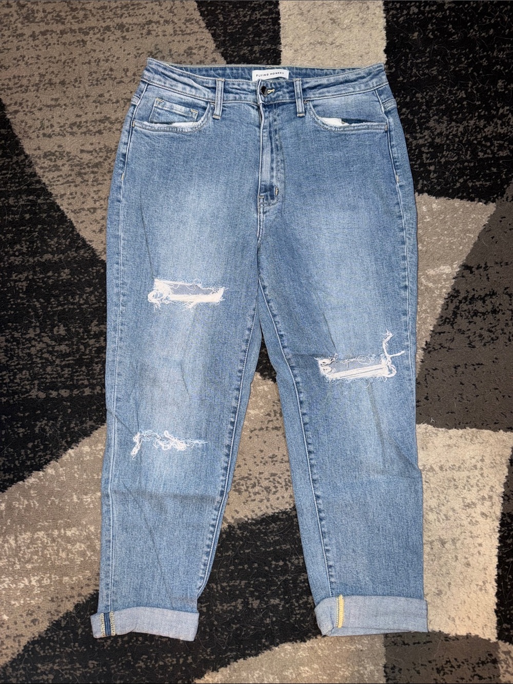 Flying Monkey Light Blue Distressed Boyfriend Jeans